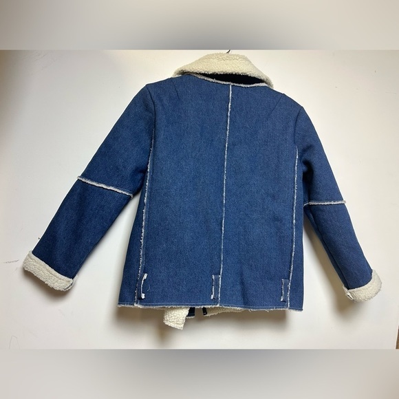J.O.A Los Angeles Sherpa Denim Full Zip Long Sleeve Blue Jacket Size S - Picture 3 of 11